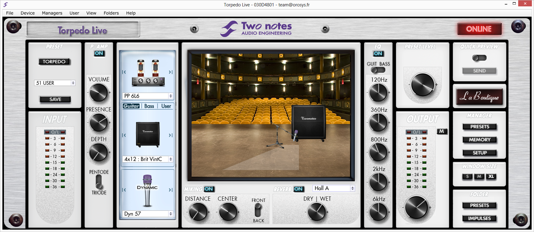 Two Notes Wall of Sound — free software to configure your speaker selection, mic and mic placement and used to send the IR to the Torpedo C.A.B.
